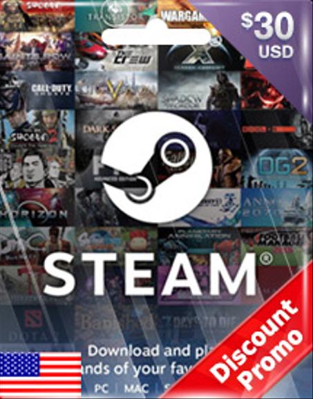 STEAM WALLET CODE USD30 (US) DISCOUNT PROMO
