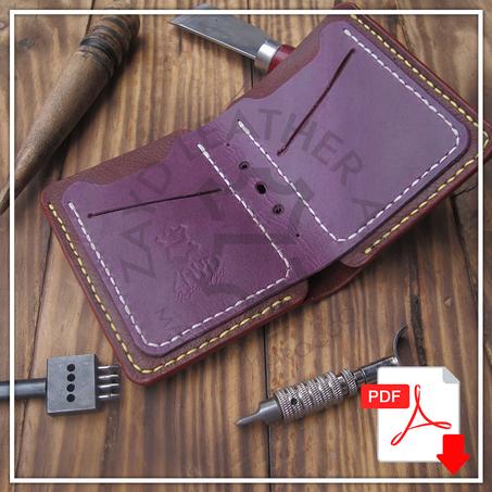 PDF Pattern Personalized Handmade Leather Wallet, Leather Fold Wallet, Men's Wallet, Leather DIY, Leather Pattern, Template Digital