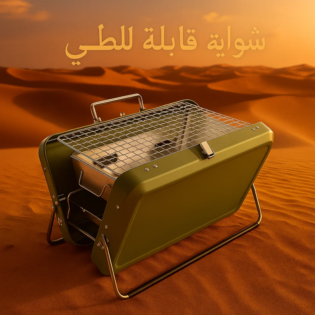 فرن شواء متنقل قابل للطي للكشتات والرحلات