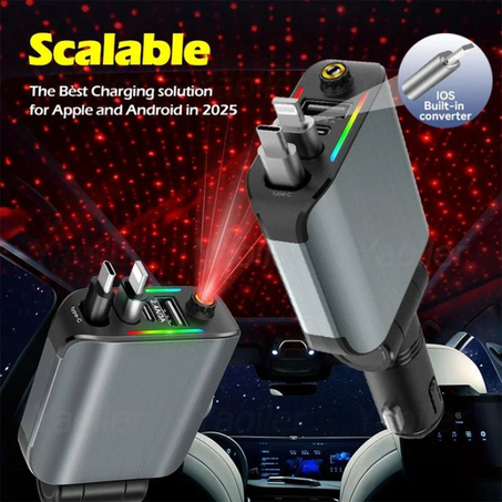 شاحن أصلي 4 في 1 – بقوة 120W مع إضاءة لسطح السيارة