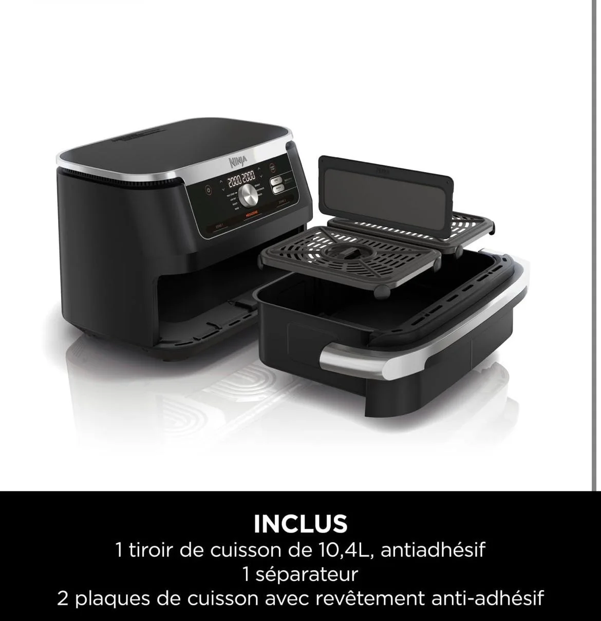 POHOVE Rack Friteuse à Air Nin-ja Flex AF500EU - Acier Inoxydable, Avec 4 Brochettes, Pour Grill, Déshydratation, Cuisson Saine