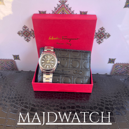 Pack Rolex and wallet salvatore ferragamo black