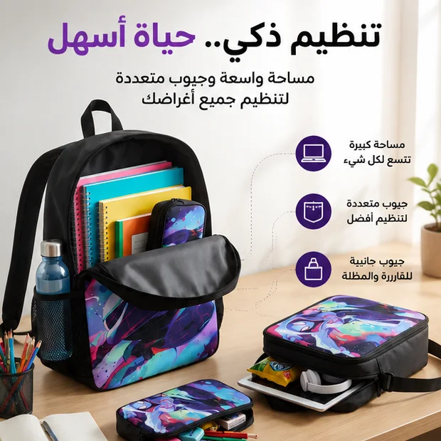 طقم 3 حقائب – كل أغراضك في مكان واحد 🎒