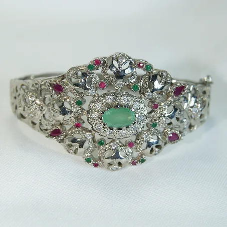 Bracelet Beldi en argent recouvert d'or blanc-01