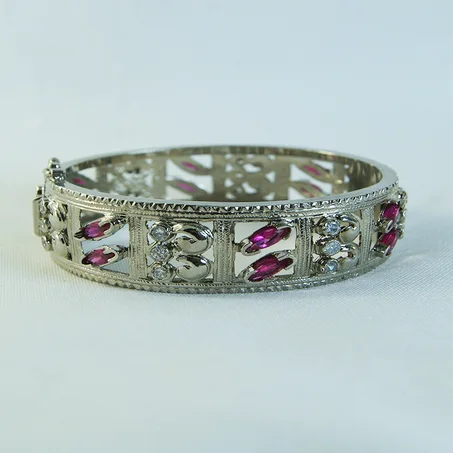 Bracelet Beldi en argent recouvert d'or blanc-06