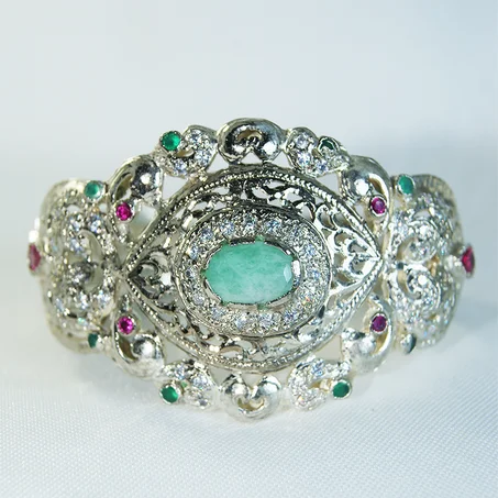 Bracelet Beldi en argent recouvert d'or blanc-05