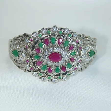 Bracelet Beldi en argent recouvert d'or blanc-03