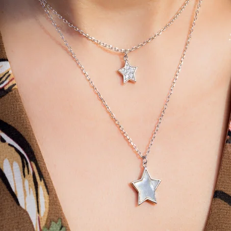 Duo étoile en argent rhodié