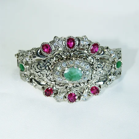 Bracelet Beldi en argent recouvert d'or blanc-04