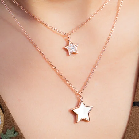 Duo étoile en argent rhodié en Or