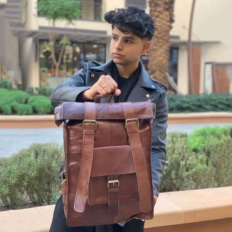 Zaino urban in pelle-marrone