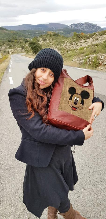 borsa da donna Vintage in vera pelle-cognac-n40