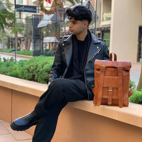 Zaino urban in pelle-cognac