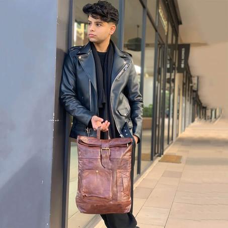 Zaino Vintage in vera pelle-marrone