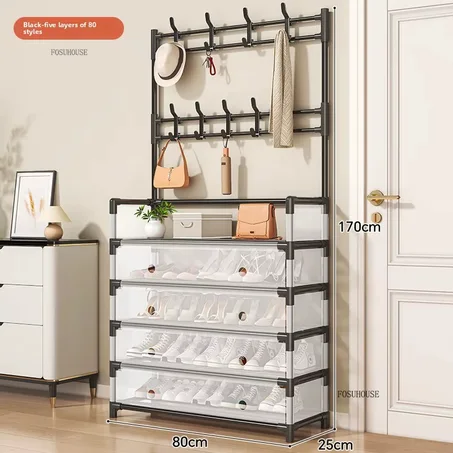 رفوف أحذية مع حامل معاطف