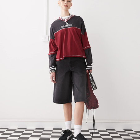 Collusion Denim Jort- Noir Délavé