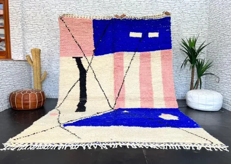 Beni ourain rug- Authentic Moroccan Rug- Custom Beni Ourain rug- Beni Rug- Large Moroccan Rug- White& Black Rug- Custom rug