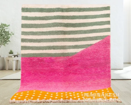 Authentic Moroccan Handmade Boujaad Rug - Multi Color Abstract Berber Carpet from Tappish Marokko