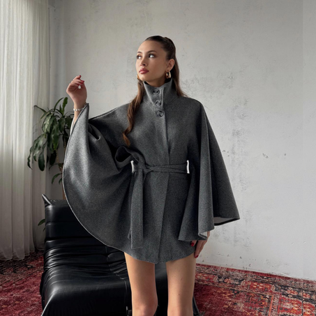 Cape en cachemire ceinturé