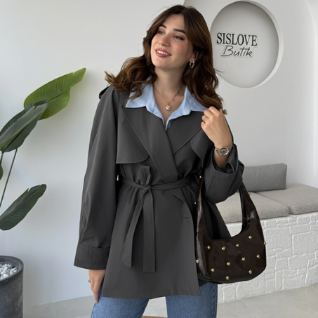 Trench oversize court élégant