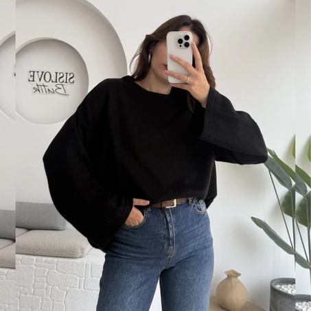 Pull oversize col rond manche longue