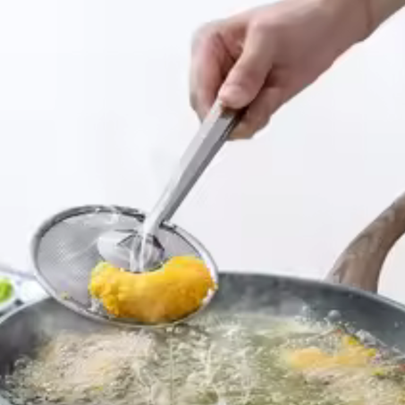 اكسسوارات المطبخ متعددة الوظائف المقاوم للصدأ منخل صلب تصفية ملعقة طعام مقلي مصفاة النفط كليب يده أدوات الطبخ الأدوات