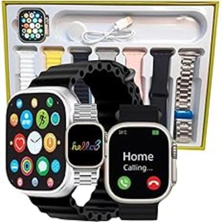 ساعة ذكية للرجال والنساء 7 سوار اضافي للشحن اللاسلكي تتبع اللياقة البدنية مع مراقب معدل ضربات القلب متتبع جودة النوم مكالمات بلوتوث متطورة 100 وضع رياضي من سمارتشي ألوان متعددة