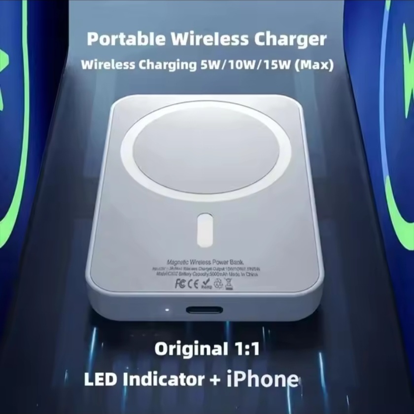 باوربانك مغناطيسي ذكي – 5000mAh | شحن سريع وعرض ذكي للنسبة