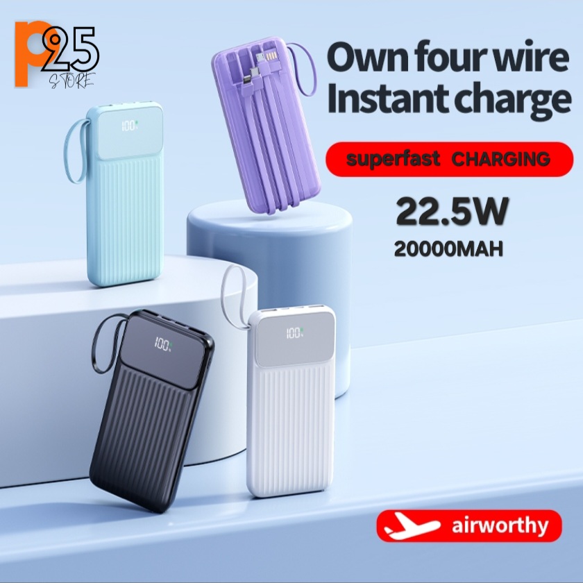 باور بانك ذكي 20000mAh – شحن سريع 22.5 واط – متوافق مع آيفون وأندرويد واللابتوبات