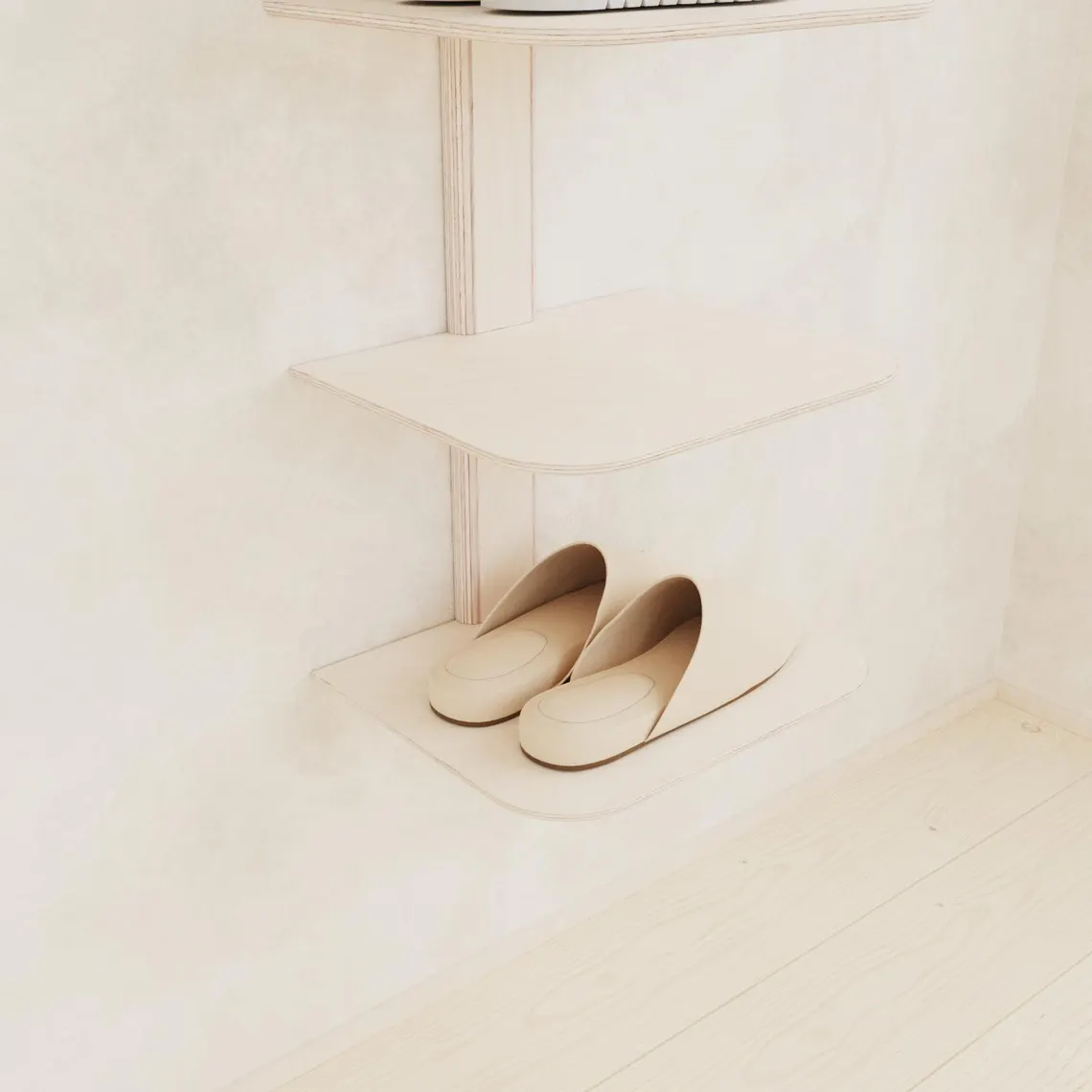 Support mural pour chaussures – 8 tablettes artisanales