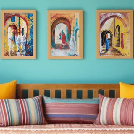 Une offre spéciale pour trois tableaux peints à la main mesurant 60 x 40 cm