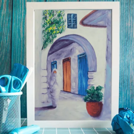 Vieille ville maroc , tableau Peinte à la Main sur la toile