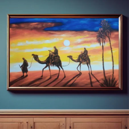 Coucher de soleil ,tableau Peinte à la Main sur la toile