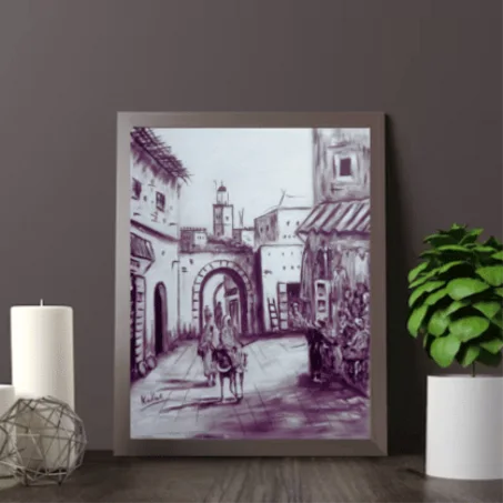 Blan et noir tableau Peinte à la Main la toile