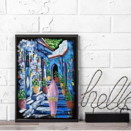 Femme chamalia  tableau Peinte à la Main la toile mobra