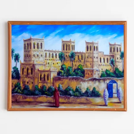 kassba maroc ,tableau Peinte à la Main sur la toile