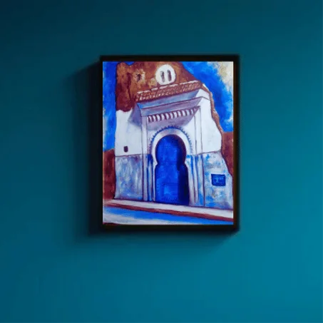 Bleu porte , tableau Peinte à la Main sur la toile