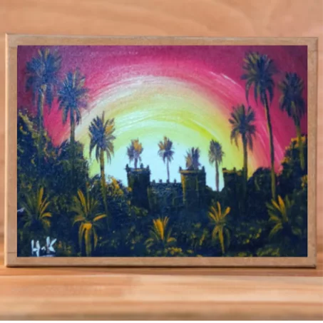 kassba  ,tableau Peinte à la Main sur la toile