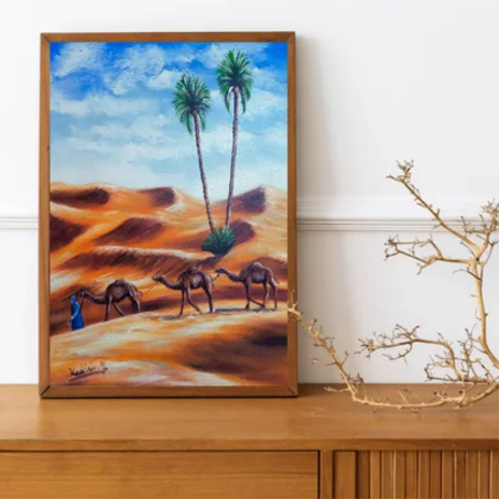 L'oasis ,tableau Peinte à la Main sur la toile