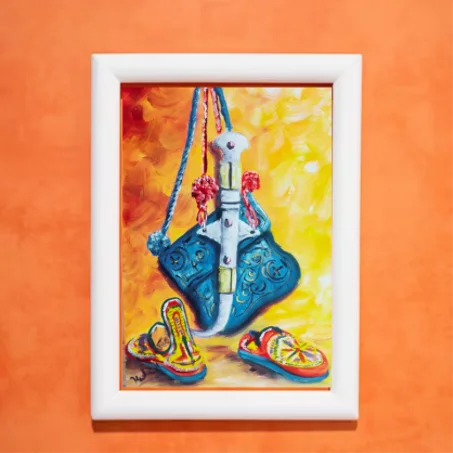 Chkara Traditionnel  ,tableau Peinte à la Main sur la toile