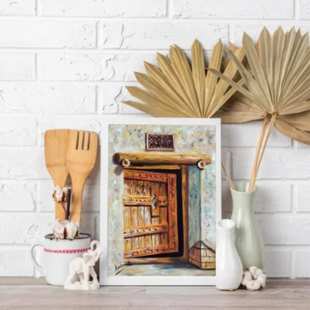 Porte berber ,tableau Peinte à la Main sur la toile