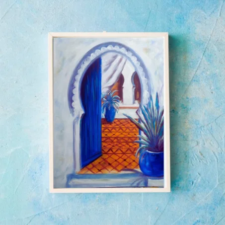 Porte marocaine , tableau Peinte à la Main sur la toile