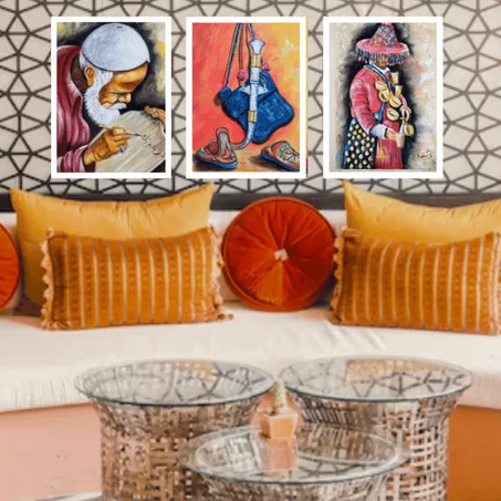 Une offre spéciale pour trois tableaux peints à la main mesurant 60 x 40 cm