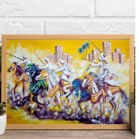 Tborida jaune ,tableau Peinte à la Main sur la toile