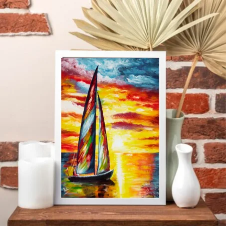 Navire  , tableau Peinte à la Main sur la toile