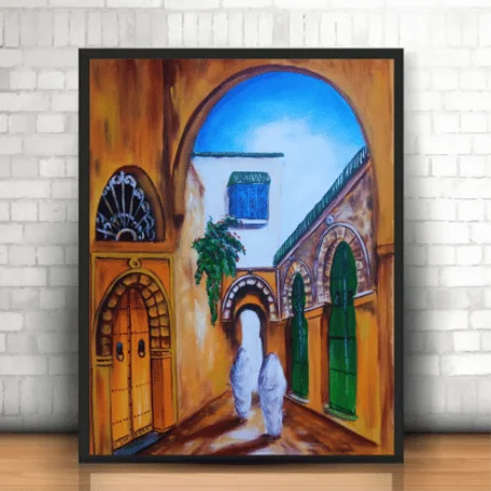 ville maroc , tableau Peinte à la Main sur la toile