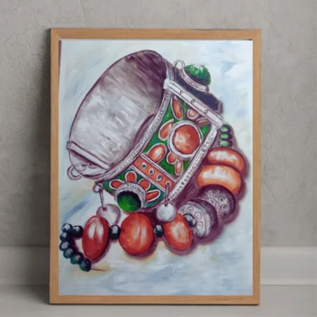 Bracelet Amazigh , tableau Peinte à la Main sur la toile