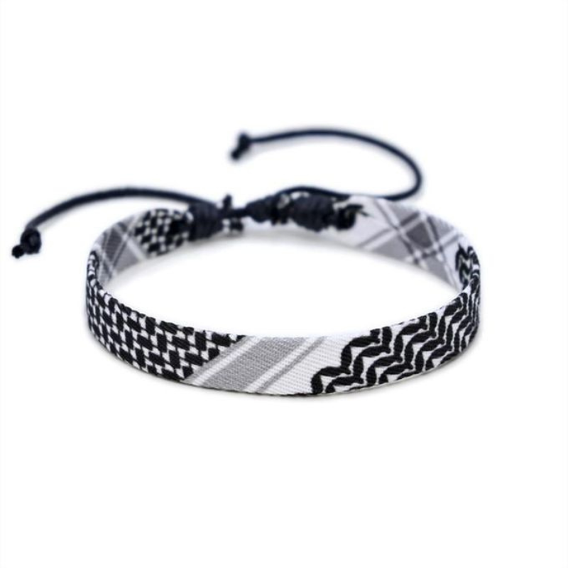 Bracelets Koufiya Palestine Braided Adjustable Kufiyah Scarf Bracelet Free Palestine Free Gaza Unisex