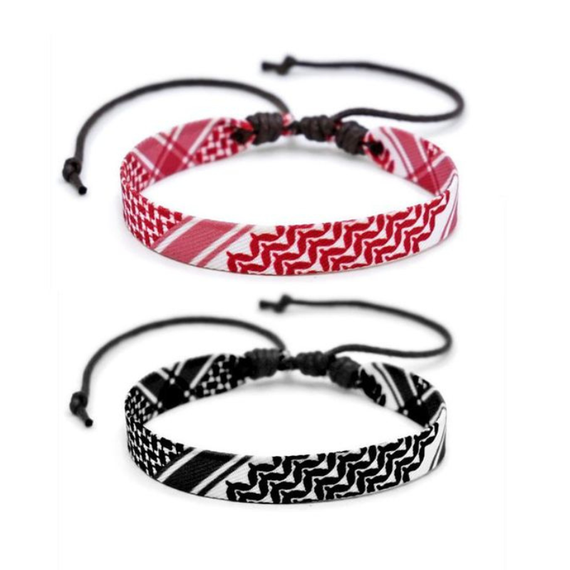 Bracelets Koufiya Palestine Braided Adjustable Kufiyah Scarf Bracelet Free Palestine Free Gaza Unisex