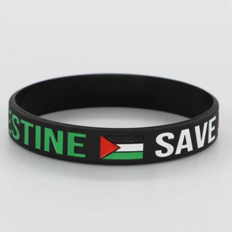 Bracelet drapeau palestinien, bracelet en silicone, montre votre soutien, Noir "Save Palestine"